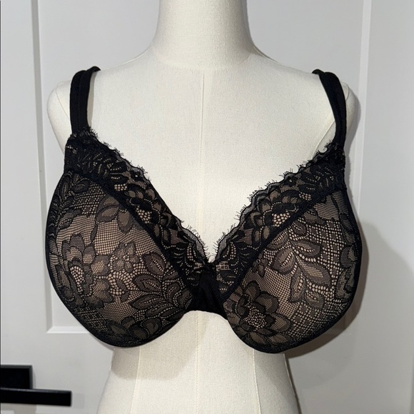 Cacique Size 44DD Black Lace Bra with Underwire Support - Picture 1 of 15